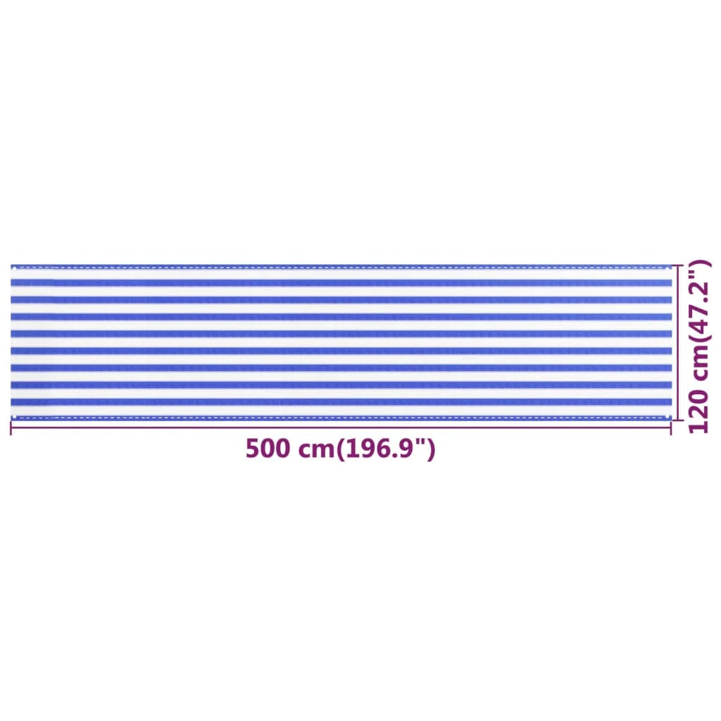 Schermo per balcone schermo per la privacy 120 x 500 cm HDPE blu e bianco 02_0010116