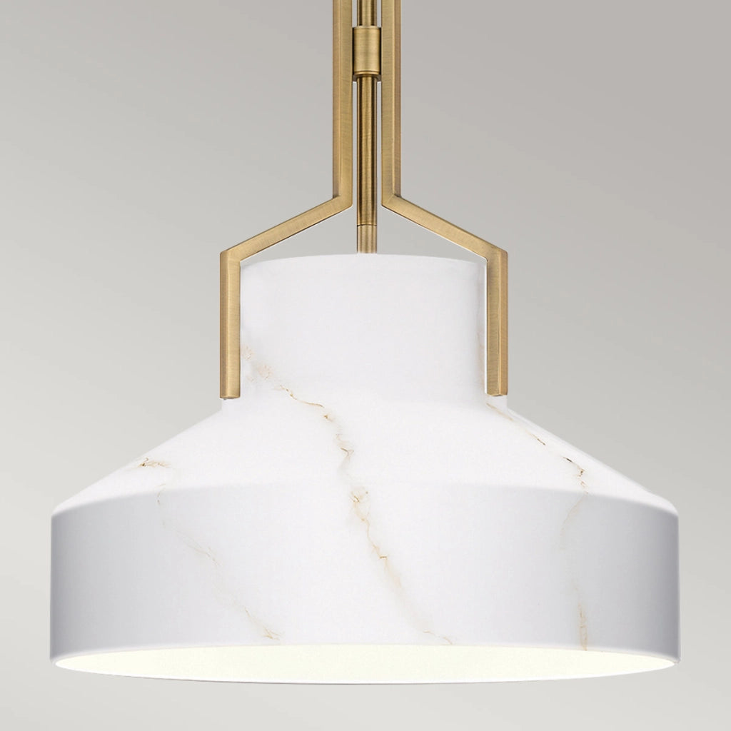 Sospensione Quoizel Brecken ottone vetro opale Ø37cm 2xE27