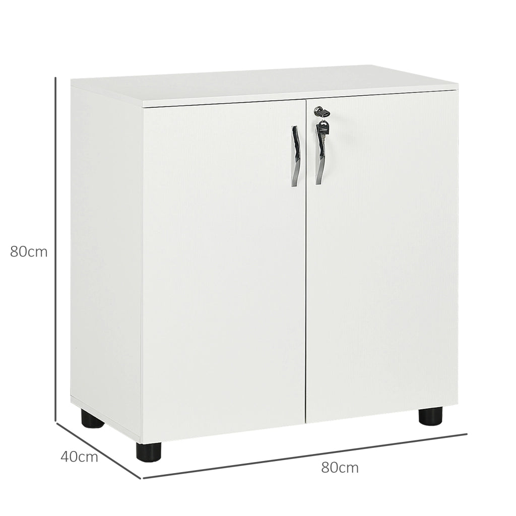 Armadio da Ufficio con 2 Ante e Serratura ¨C Zephmum ¨C Bianco 80x40x80 cm