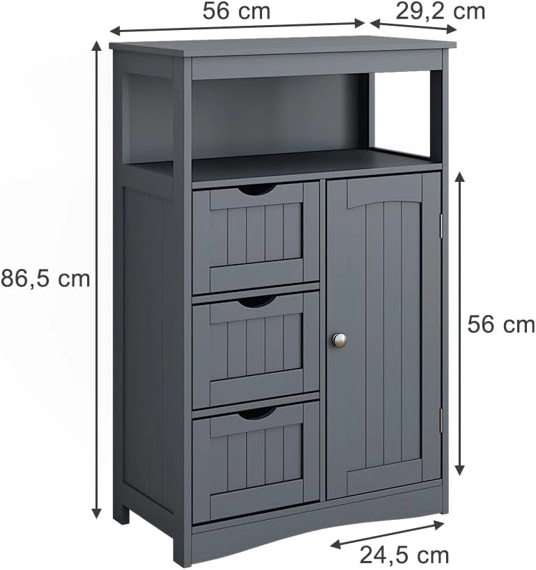 Mobiletto midi Bianco, Grigio, 56 x 86.5 cm