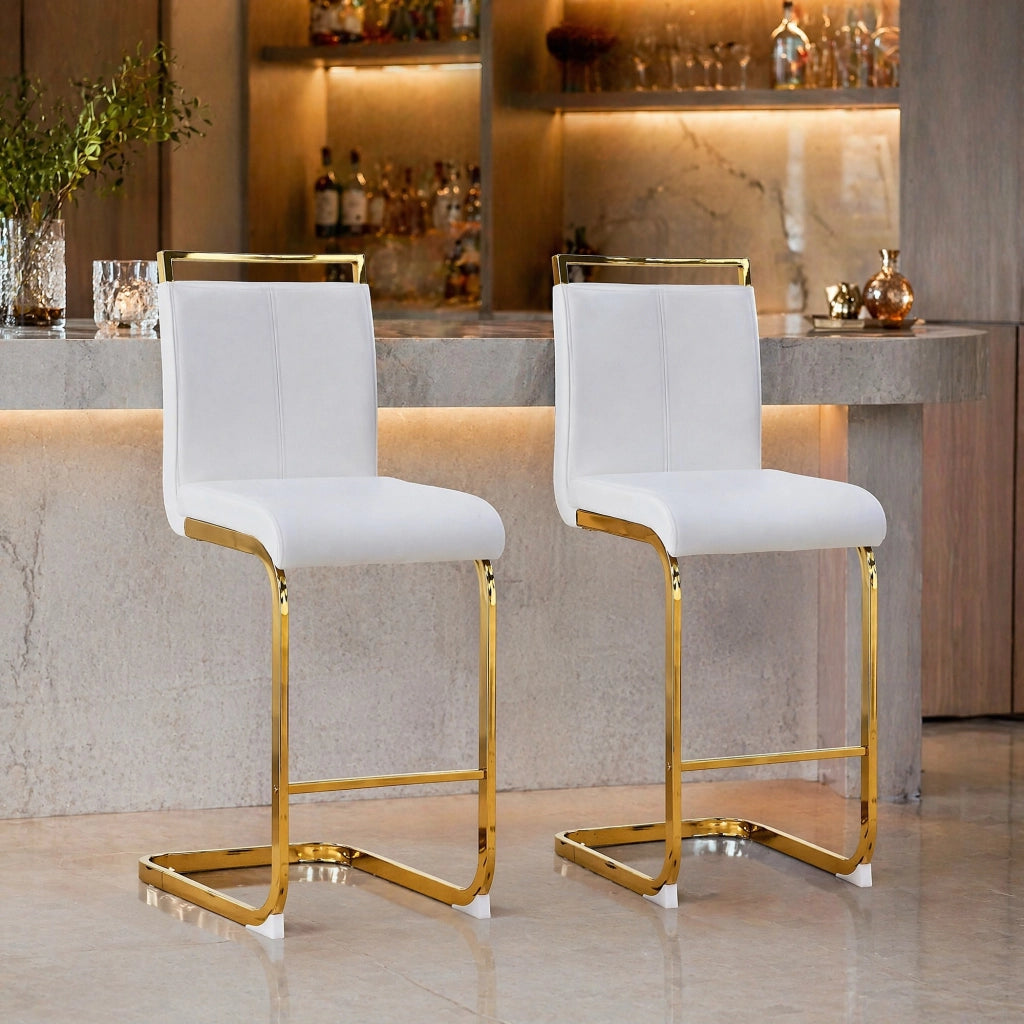 SGABELLO ALTO Set da 2 pezzi 96,5 cm PU bianco e oro