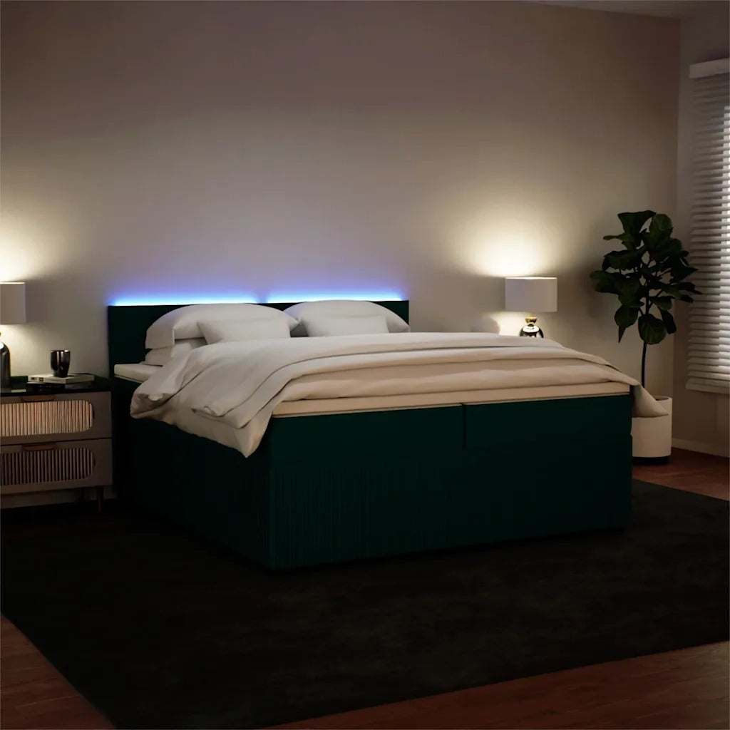 Giroletto a Molle con Materasso Verde Scuro 200x200 cm Velluto