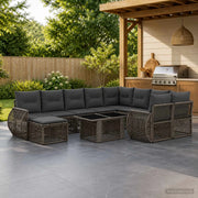 Set Divano da Giardino 11 pz Grigio e Grigio Scuro polyrattan 3437036