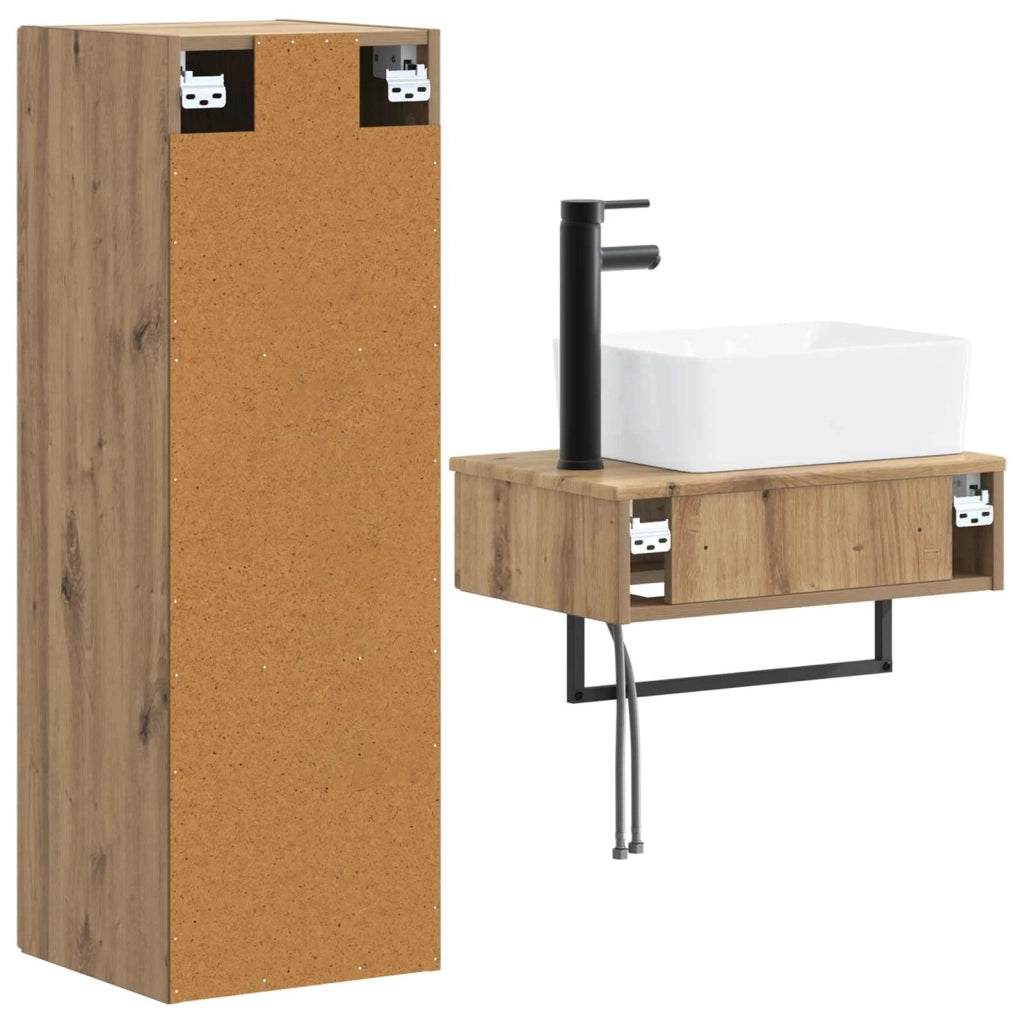 Set di mobili per il bagno 2 pz Rovere Artigianale 3406112
