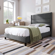 Letto singolo – 90x200 cm – testiera rete design moderno – lino grigio