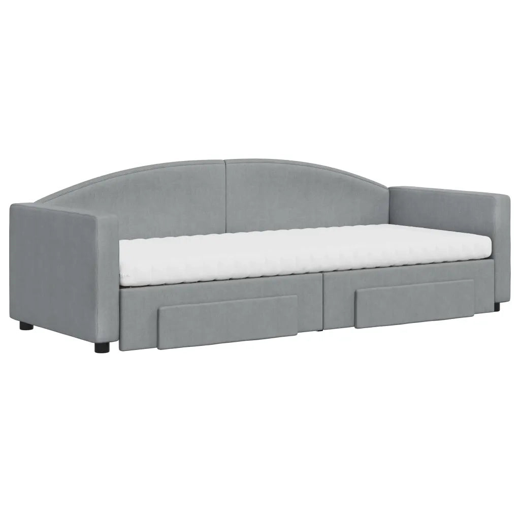 Divano Letto Estraibile Cassetti Grigio Chiaro 80x200cm Tessuto 3197237