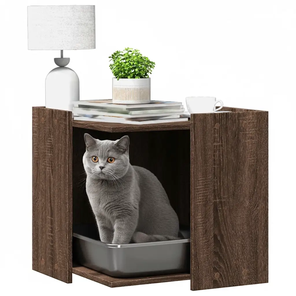 Recinto Lettiera Gatti Rovere Marrone 53x53x51 cm in Truciolato 857757