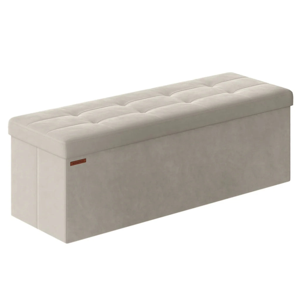 Panca contenitore in velluto con coperchio 2 contenitori divisori rimovibili capacità di carico 300 kg per corridoio soggiorno camera da letto beige 12_0004162