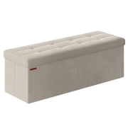 Panca contenitore in velluto con coperchio 2 contenitori divisori rimovibili capacità di carico 300 kg per corridoio soggiorno camera da letto beige 12_0004162