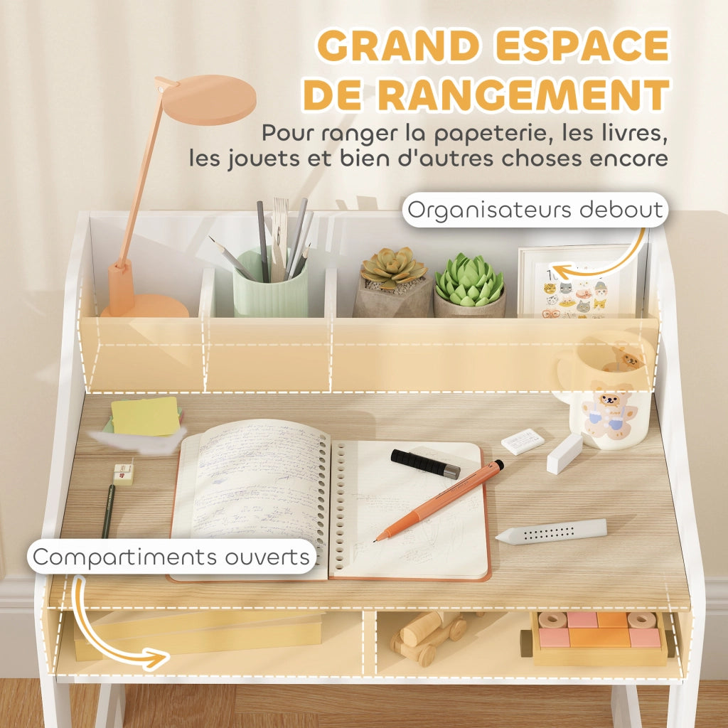 Scrivania per bambini con sedia ¨C zephmum ¨C legno naturale 90x50x75