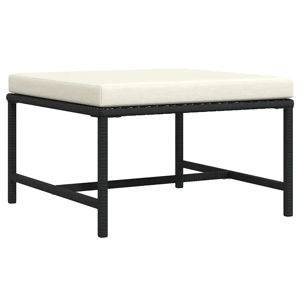 Poggiapiedi Modulare con Cuscino in Polyrattan Nero CFW5813082