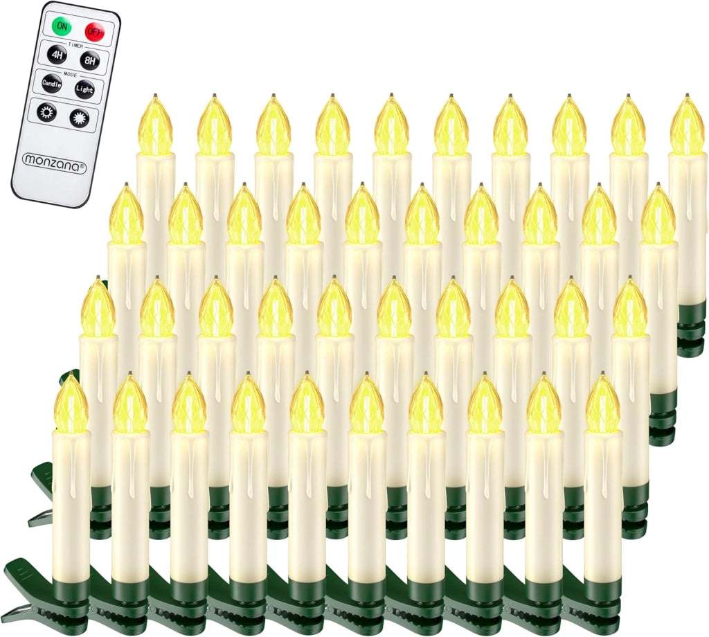 Deuba® Candele a LED per Albero di Natale senza Fili Set da 40 Batteria Timer Candeline Natalizie Luci Illuminazione
