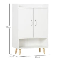 Mobile Scarpiera Salvaspazio in Legno Bianco con Ripiano Aperto, Armadio Scarpiera di Design per Ingresso, 60x30x92cm