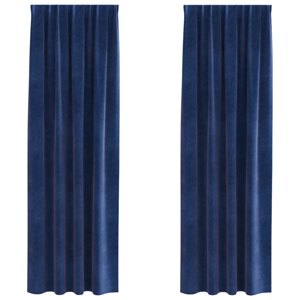 Tende oscuranti  con nastro superiore 2 pz Blu scuro Velluto