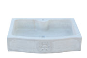 Biscottini Acquaio in marmo bianco L90xPR65xH19.5 cm Vasca realizzata completamente