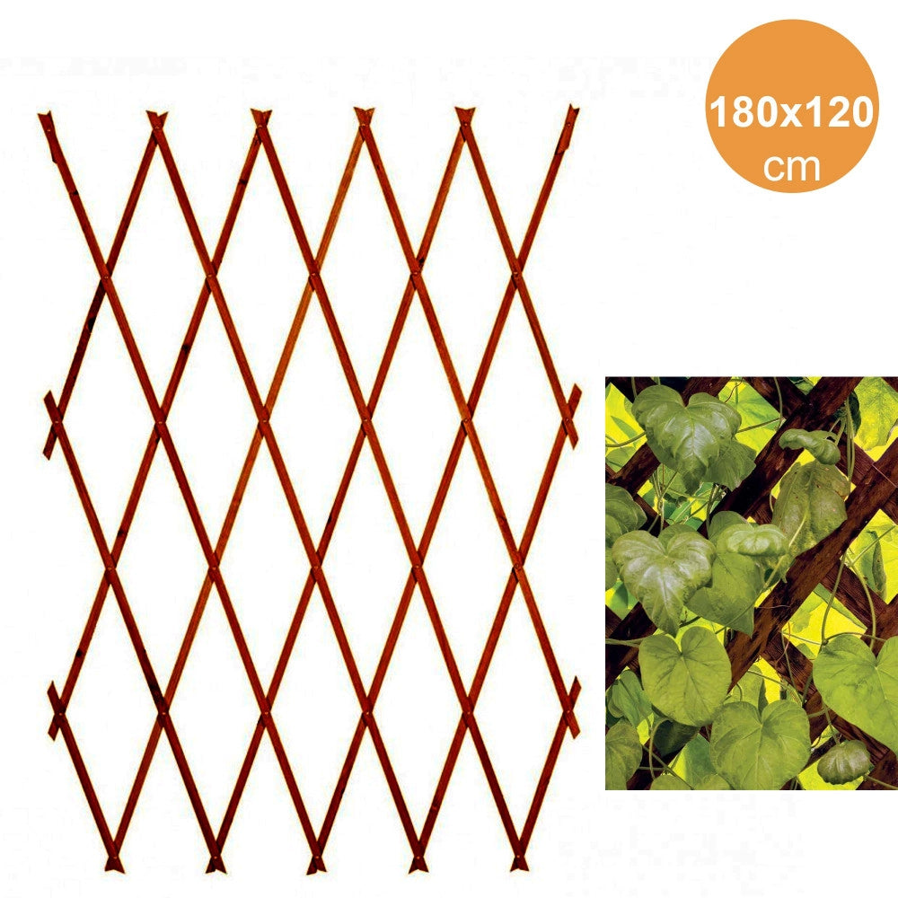 Trade Shop - Traliccio Rete Estensibile Legno Scuro Per Parete Da Giardino Piante 180x120cm -