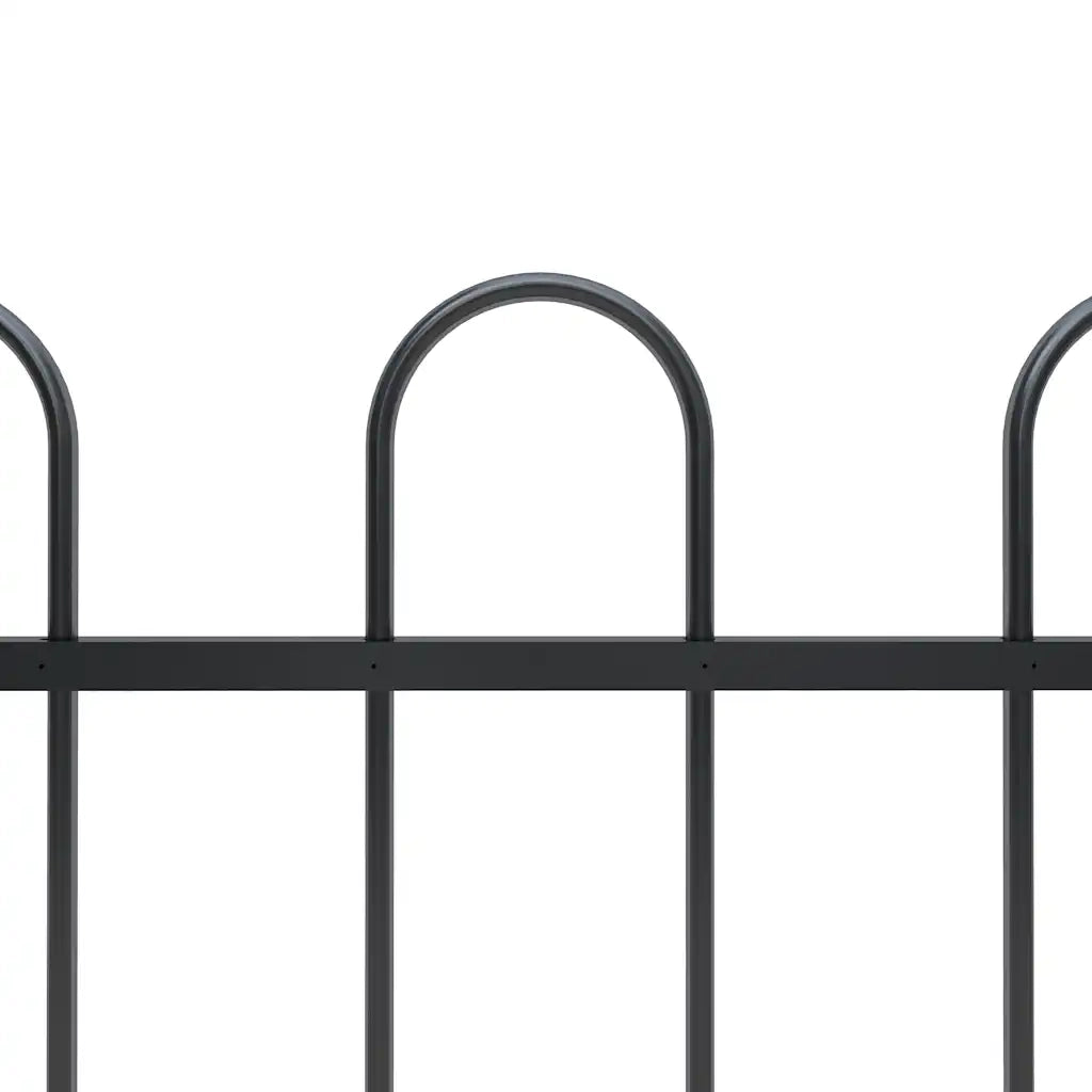 Recinzione da Giardino con Parte Superiore ad Anello in Acciaio 504x60 cm Nero 277640