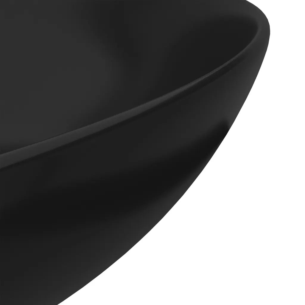 Lavandino-Lavello da Bagno in Ceramica Nero Opaco Rotondo
