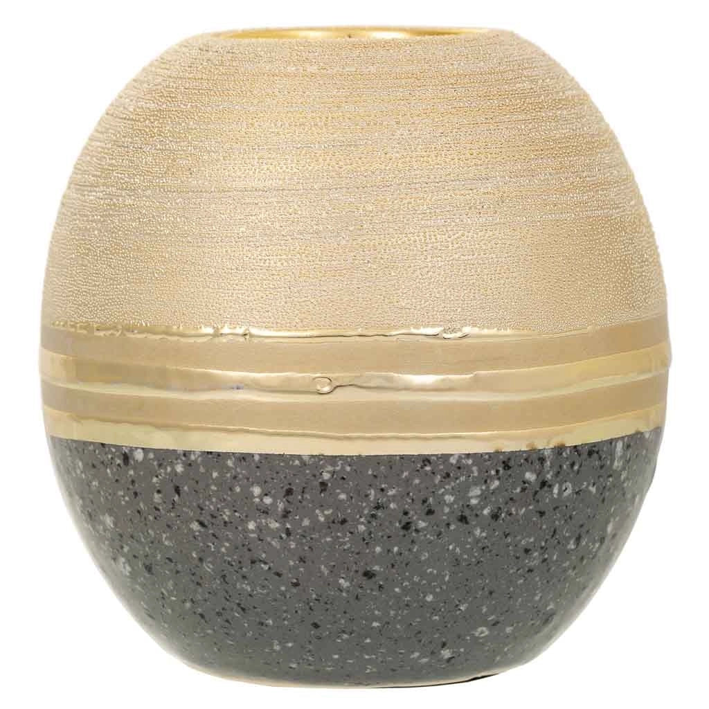 Portacandele in ceramica dorata 11,5x11,5x11,5h