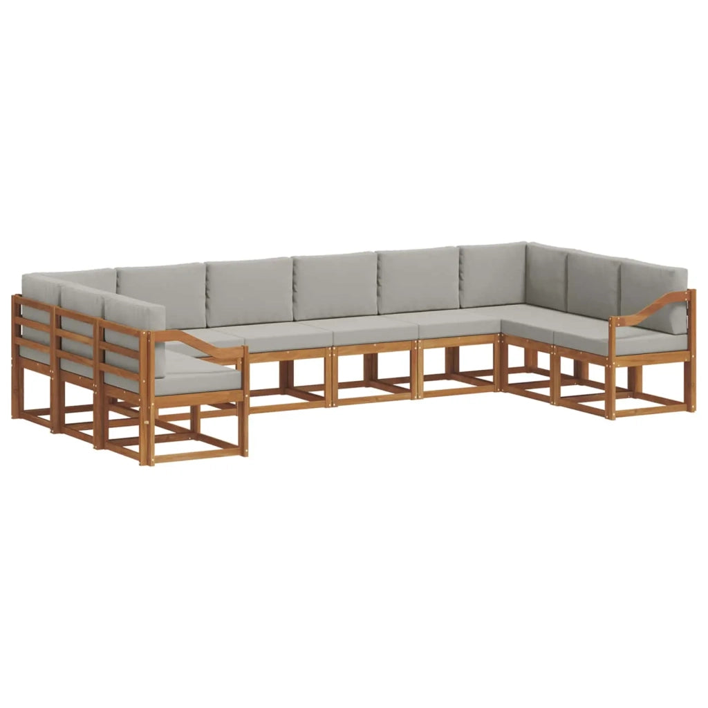 Set di divani da esterno 10 pcs Grigio Naturale e Chiaro 3367069