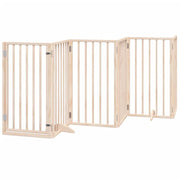 Cancelletto di sicurezza per cani con porta pieghevole 9 pannelli in legno di pioppo marrone 02_0023335