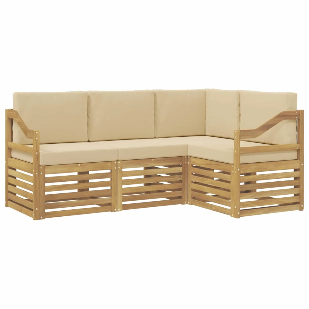 Set divani 4 pcs Bianco e Beige 185,5 x 126,5 x 73 cm