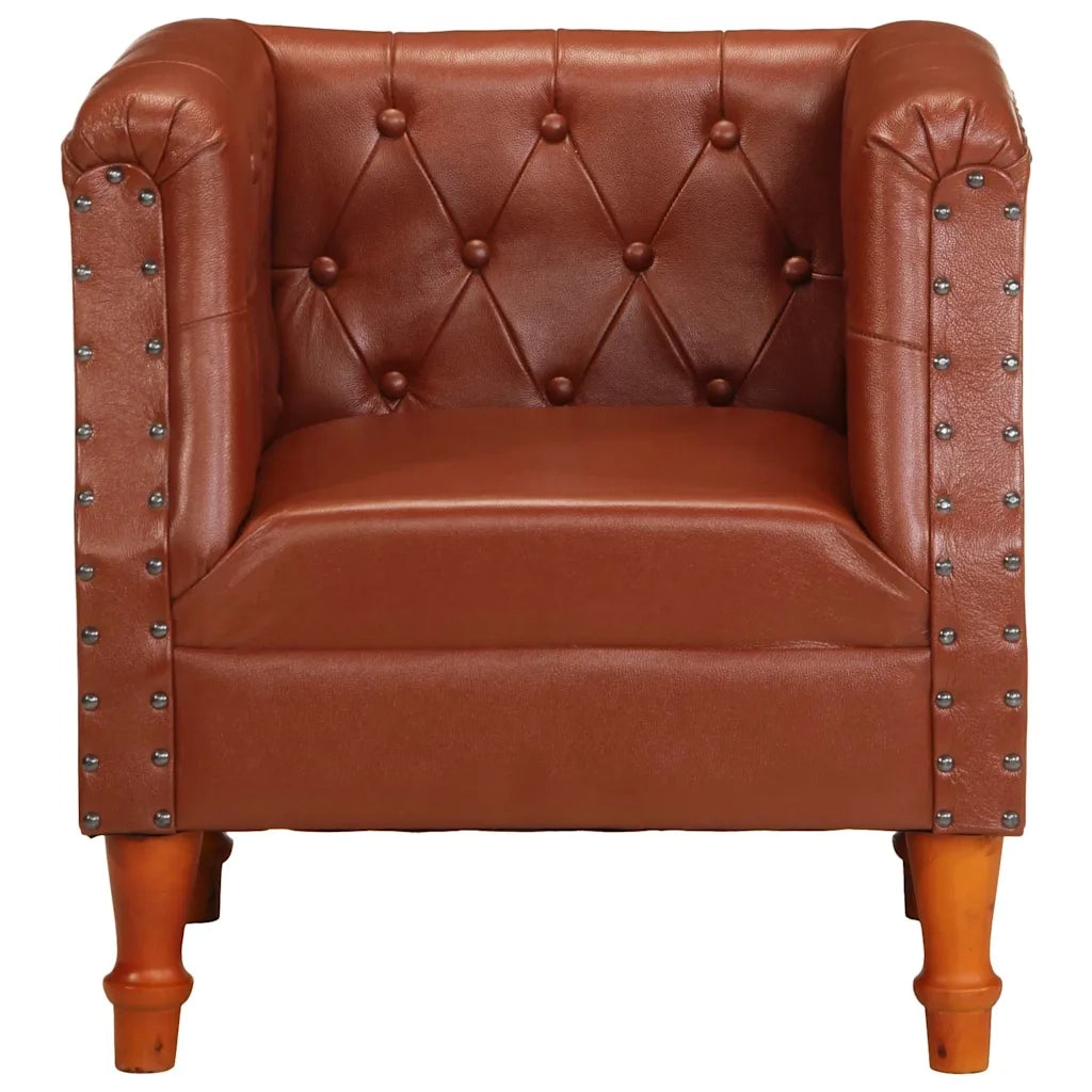 Poltrona-Divano Sedia-Poltroncina Marrone in Vera Pelle 933562