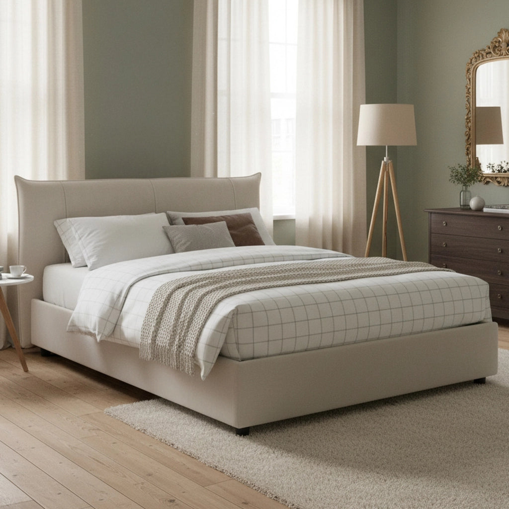 Letto Matrimoniale Akasha, Letto Matrimoniale Sfoderabile Made in Italy, Bianco
