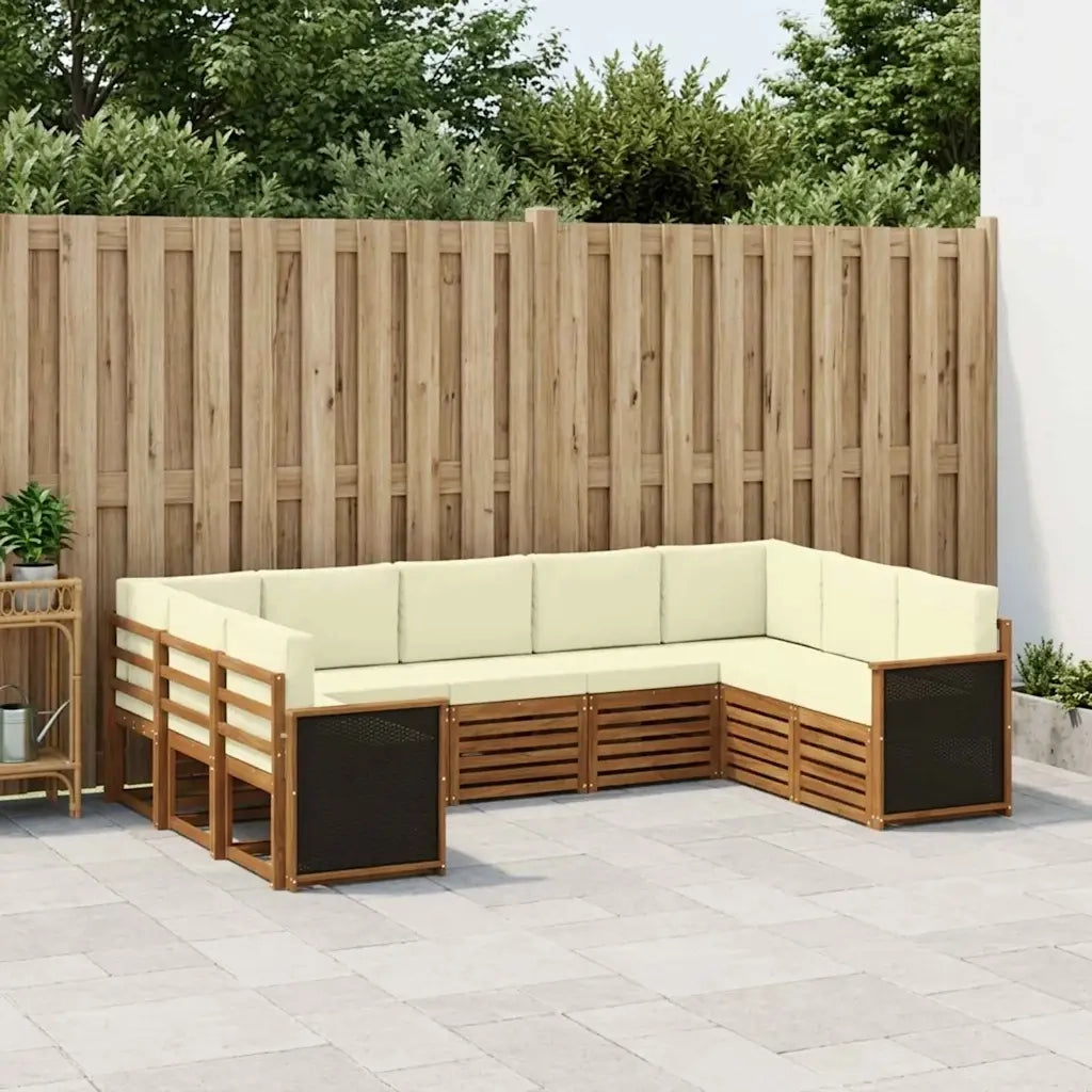 Set divano sezionale con cuscino 7 pcs Naturale e Crema