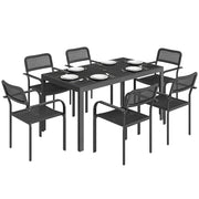 Set da Giardino 6 Persone ¨C zephmum ¨C Tavolo e Sedie con Foro Ombrellone, Nero