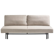 Divano letto beige Rivestimento in tessuto nero Gambe in ferro Funzione letto Cuscini dello schienale senza braccioli con fodere sfoderabili