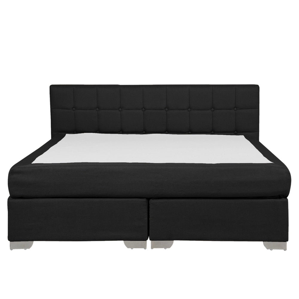 Letto Tessuto Nero Imbottito 160 x 200 cm Struttura Con Testiera Trapuntata E Materasso
