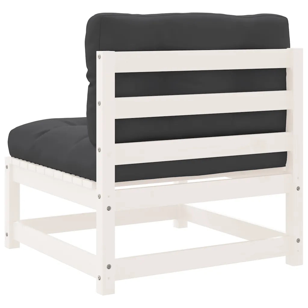 Divani Giardino Senza Braccioli con Cuscini 2 pz-Sofa da giardino-Divano da esterno Pino Bianco
