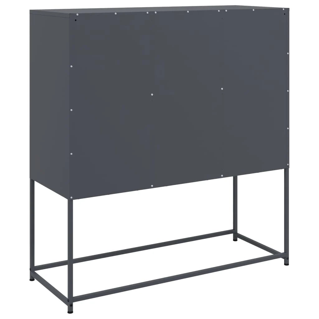 Buffet credenza cassettiera armadio mobile contenitore organizer per cucina soggiorno salotto 100,5 x 39 x 107 cm acciaio antracite 02_0029683