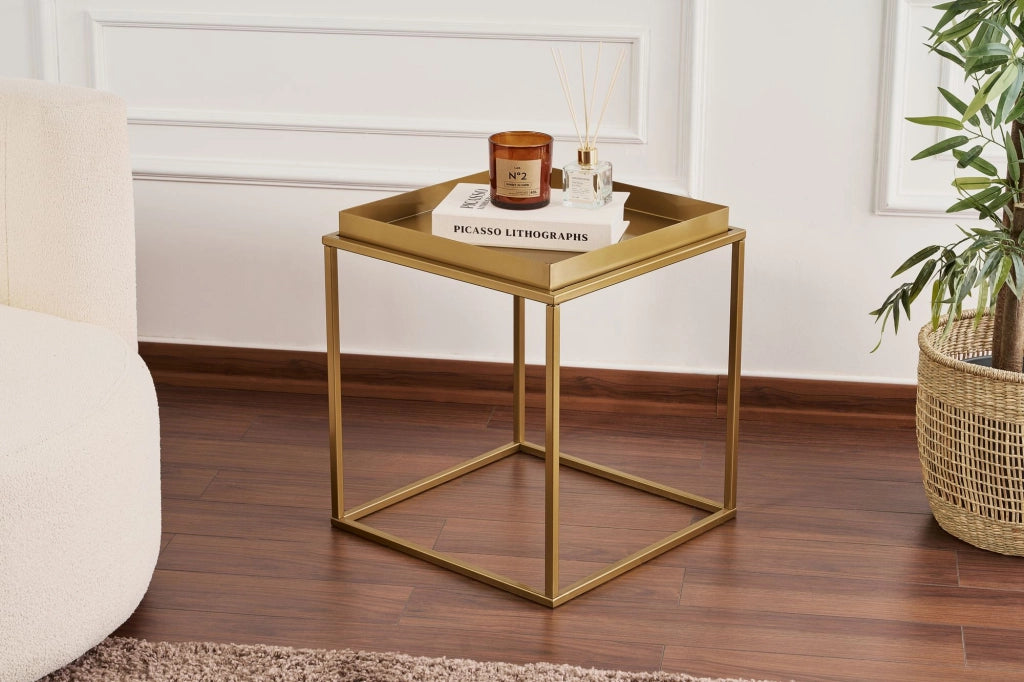 Tavolino in metallo "Koala" 45 x 45 x 52 cm - Oro