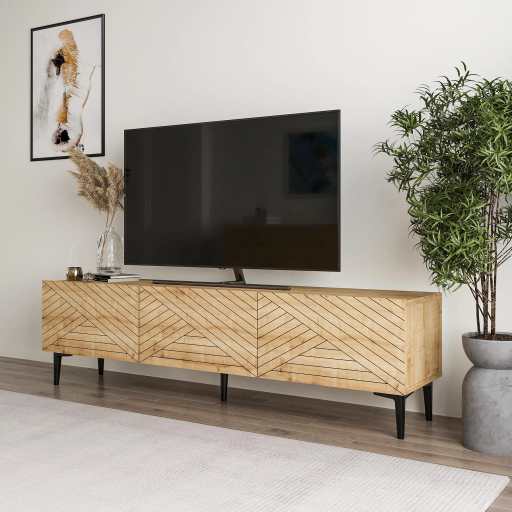 Mobile TV in legno "Felix" 160 x 31,4 x 44,1 cm - Rovere zaffiro
