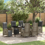 Set da Pranzo Giardino 7 Pezzi con Cuscini Grigio Polyrattan