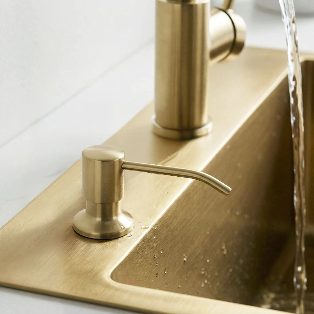 Dispenser Lavello Sapone Rea Erogatore Lon Brush Gold