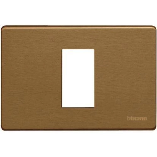 MAGIC - PLACCA 1 POSTO IN ALLUMINIO COLOR BRONZO SCURO - CON SOTTOPLACCA ISOLANTE E AGGANCIO GRADUALE PER SUPPORTO 504SA