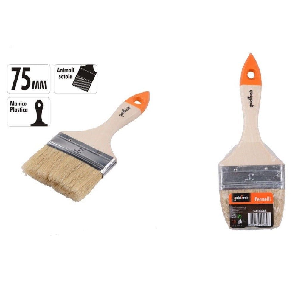 Trade Shop - Pennello Piatto Da 3" 75mm Pennellessa Per Pittura Verniciare Dipingere 90265 -
