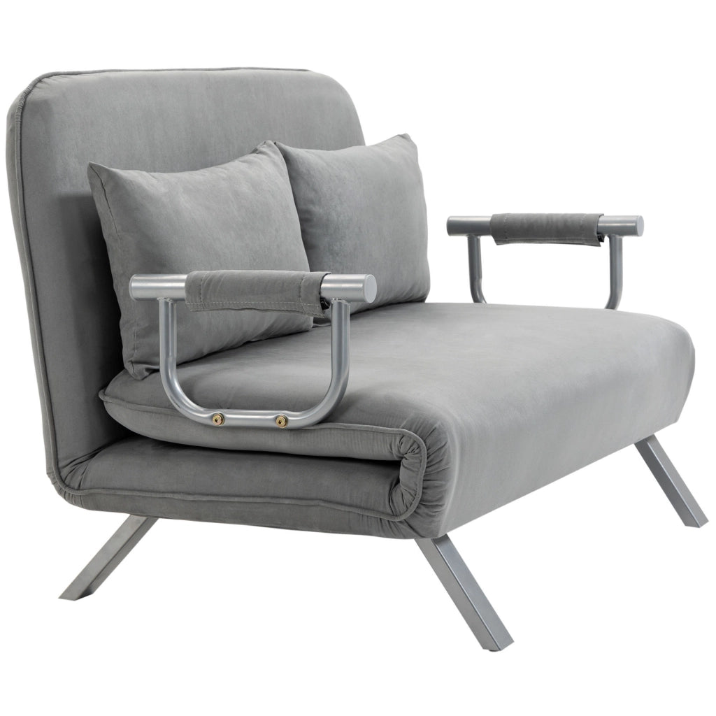 Divano Letto Singolo ¨C Zephmum ¨C Grigio Chiaro Similpelle 105x80x78 cm