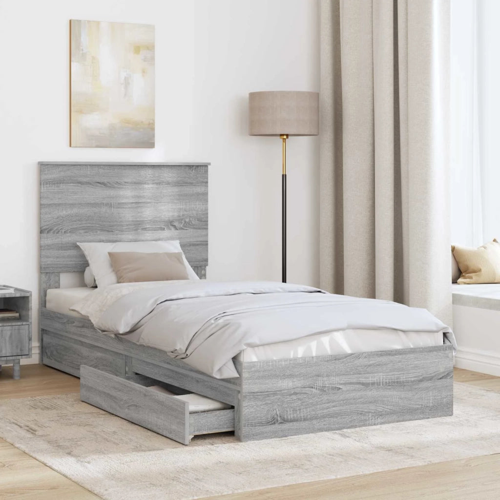 Letto con Contenitore con testiera Grigio Sonoma 90 x 190 cm 3409592
