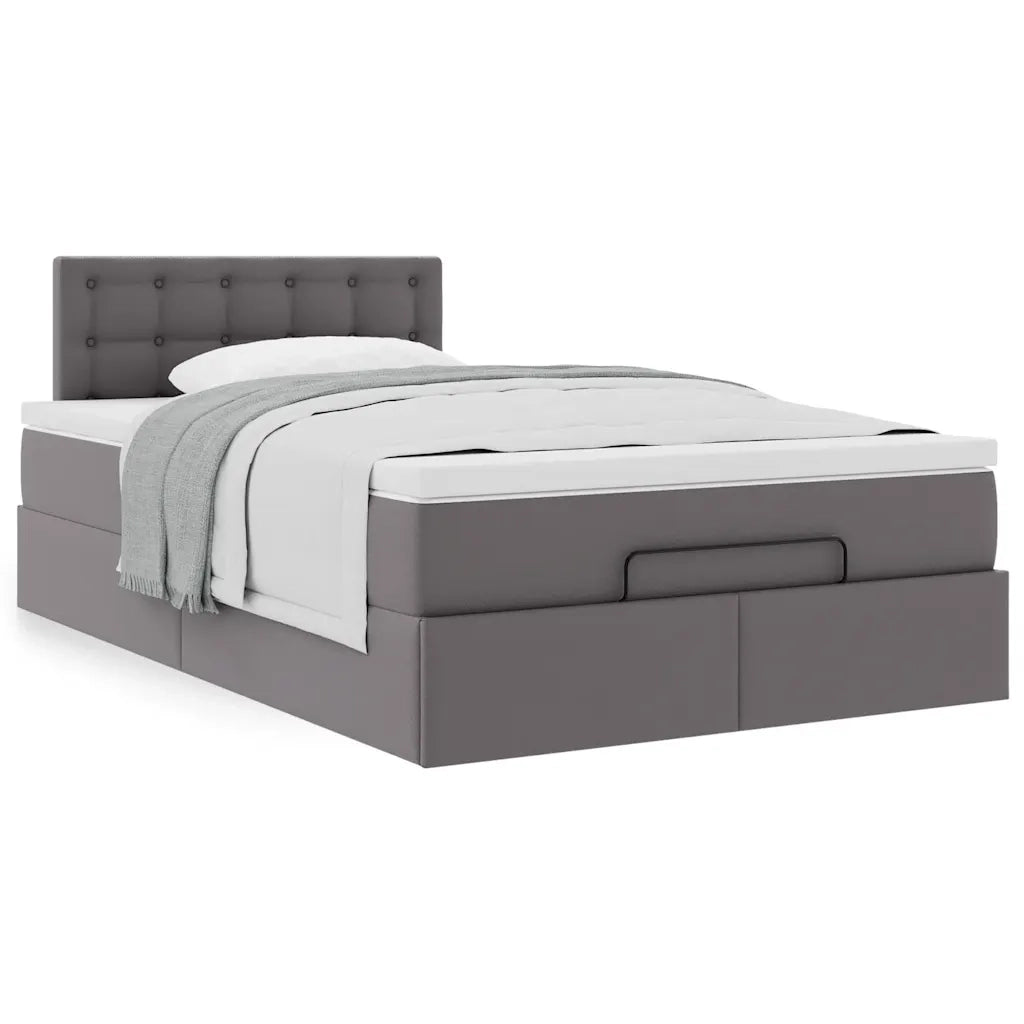 Struttura Letto Pouf con Materasso Grigio 120x190 cm Similpelle 3311296