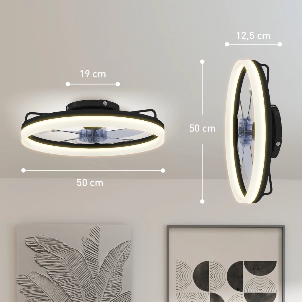 Ventilatore da Soffitto con Luce LED e Telecomando ¨C zephmum ¨C 50 cm, 3 Colori, 6 Velocit¨¤, Timer