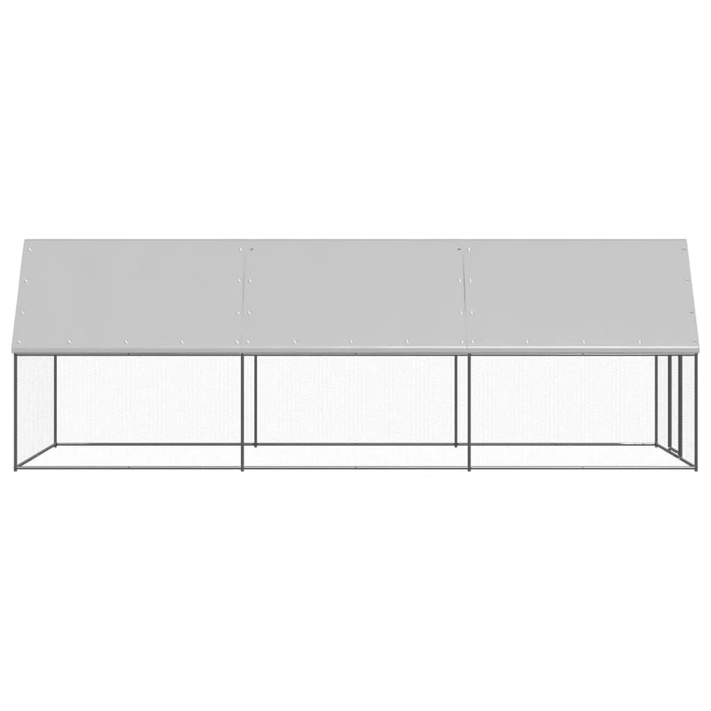Pollaio/recinto/gabbia per polli da esterno 2 x 6 x 2 m acciaio zincato argento 02_0043994