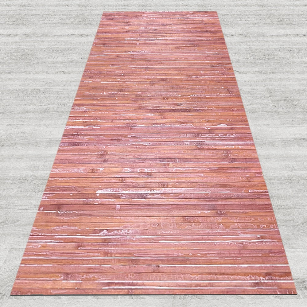 Tappeto Passatoia In Vero Bamboo Tappeto Cucina Ingresso In Legno Antiscivolo Aderente Lavabile E Antimacchia Tagliabile  - Marsala - 50x150 cm