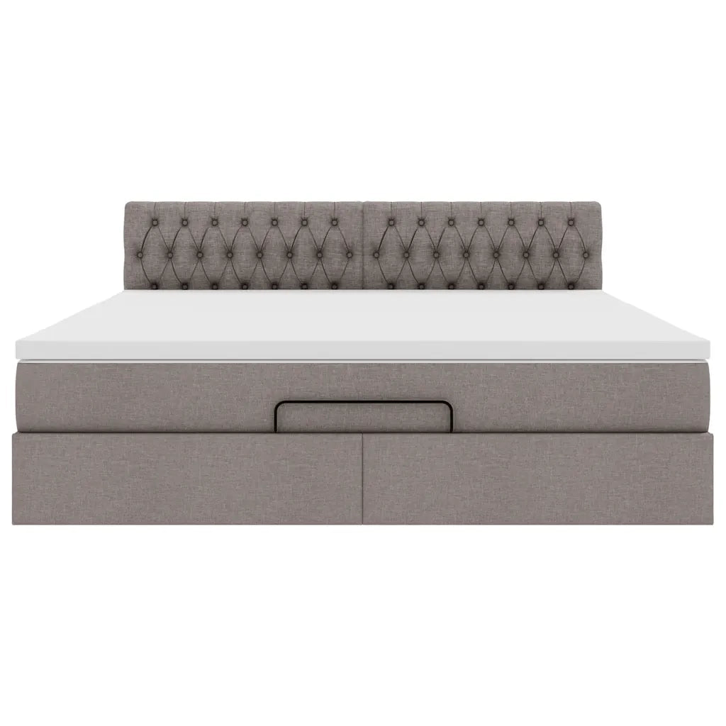 Struttura Letto Pouf con Materasso Tortora 160x200cm in Tessuto