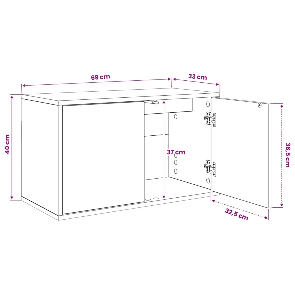 Mobile TV da Parete BORNE 69 x 33 x 40 cm Rovere Nero 8007124