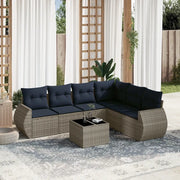 Set Divani da Giardino 7 pz con Cuscini Grigio in Polyrattan 3221420