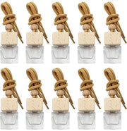 Diffusore per auto 10 pezzi - flacone profumato riempibile - coperchio in legno - 8 ml di contenuto - design trasparente - rinfrescante per l'aria - flacone per profumo per auto
